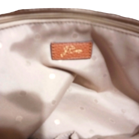 J Crew Pebbled Leather Shoulder Bag Tote Caramel/Cognac Brown Devon zip top - Picture 7 of 12